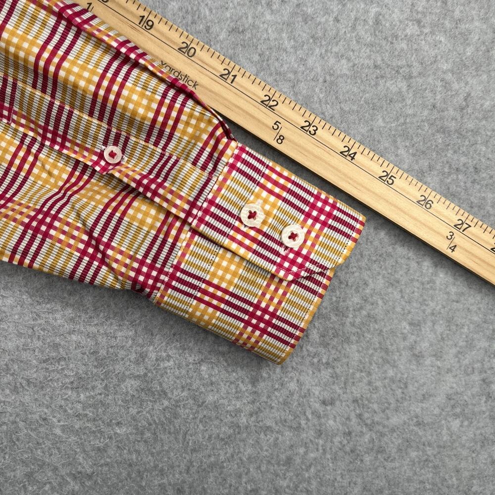 Robert Graham Colorful Plaid Shirt Flip Cuff Red Yellow Casual Classic Mens - Picture 11 of 11